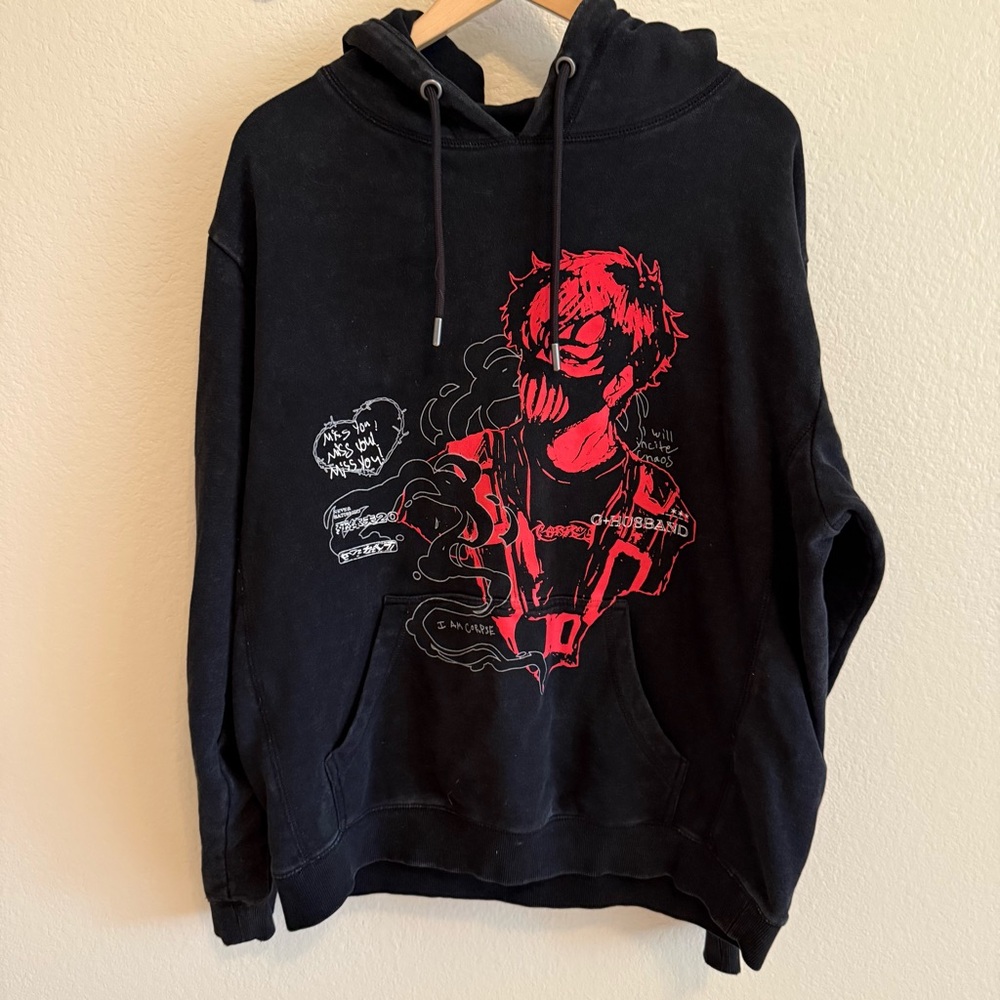I am Corpse Graphic Black Hoodie with Red Design Miss You Size L